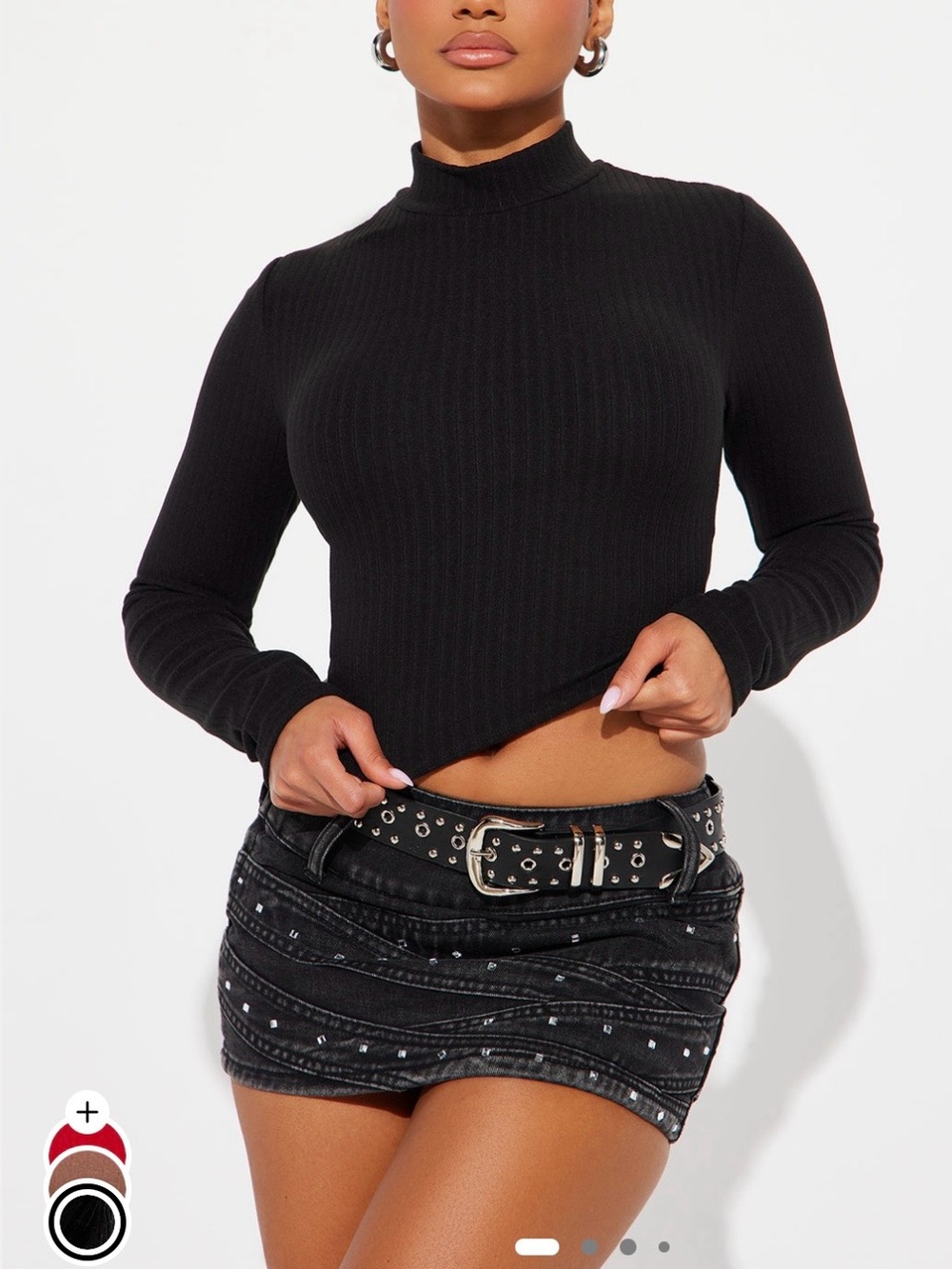 FASHION NOVA Daniella Mock Neck Long Sleeve Top - Black